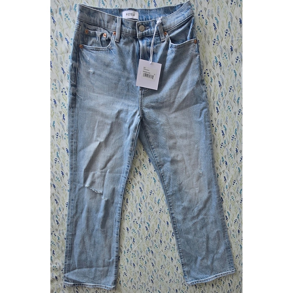 Pistola‎ Ally High Rise Vintage Ankle Distressed Jeans Scholar Blue 26 NEW - Picture 2 of 8